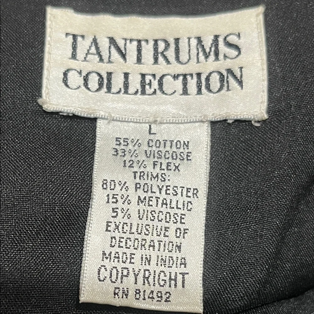 Tantrums Collection Black LACE STRIPE TRIM EMBELLISHED BOHO WOMENS JACKET SIZE L